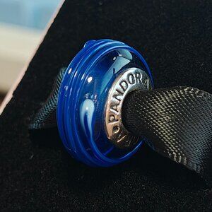 Authentic Pandora Retired Blue Ribbon Murano Glass Charm 790612